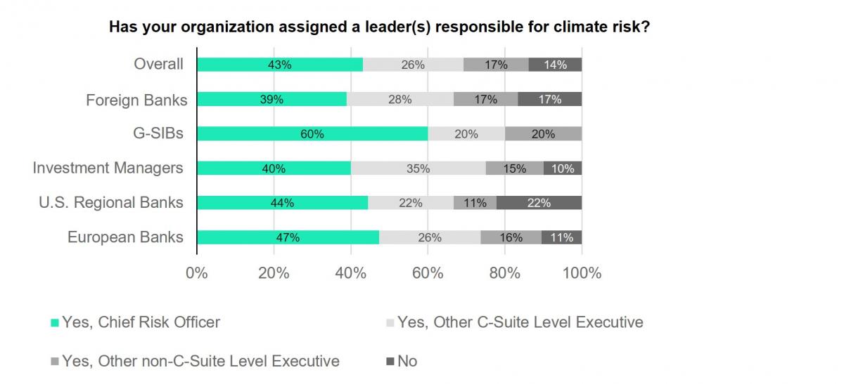 Graph showing percentage of assigned leader(s) responsible for climate risk