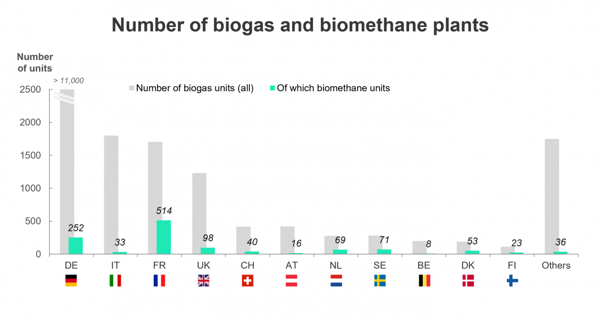 Number of biogas and biomethane plants