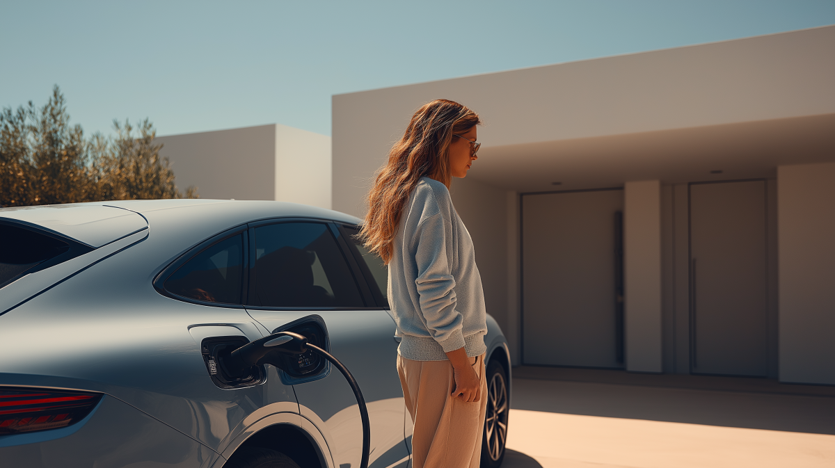 woman charging car 