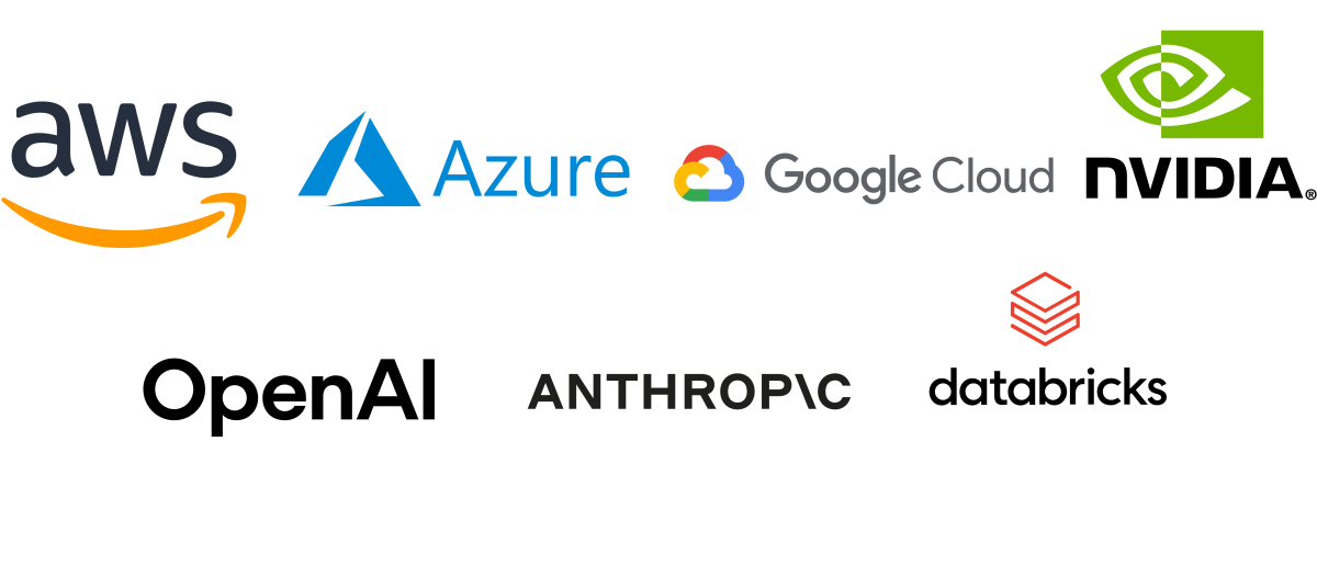 AWS, Azure, Google Cloud, NVIDIA, Open AI, Anthropic, Databricks