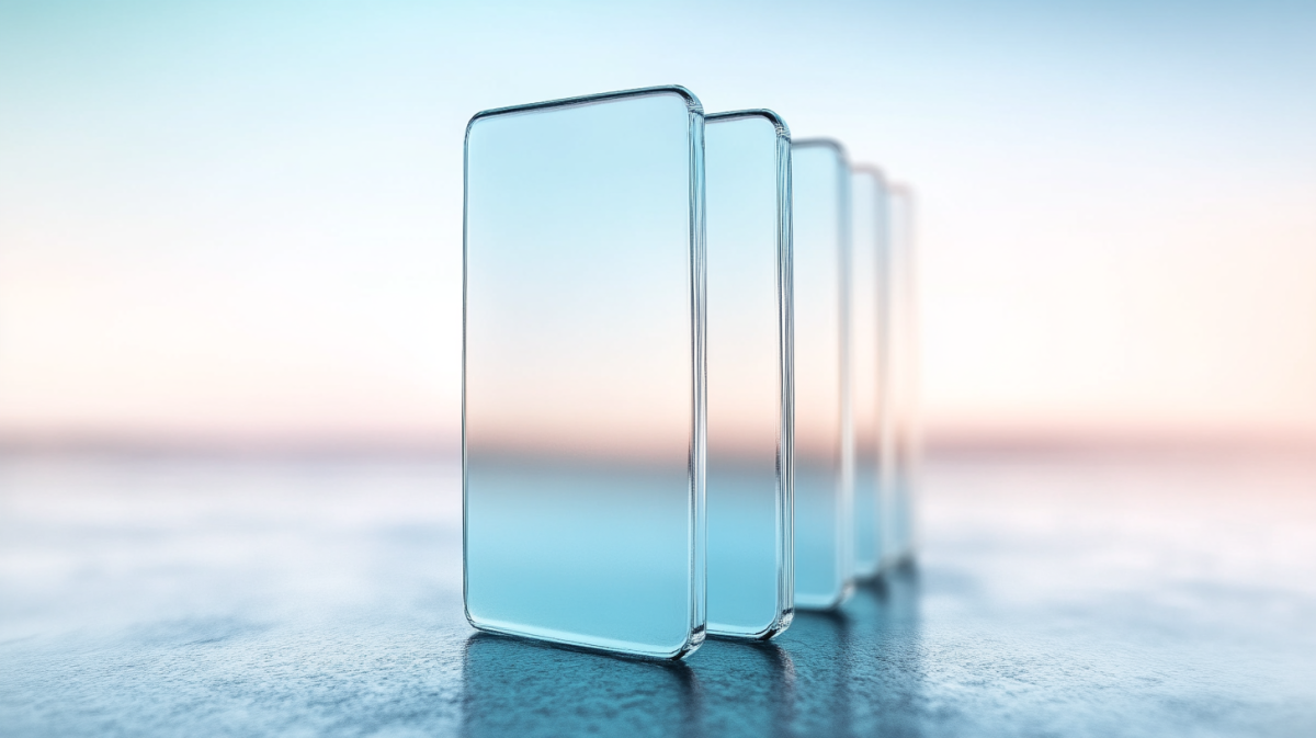 Glass-Shield over blueish-pinkish background