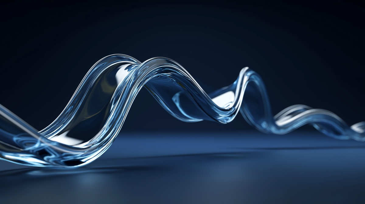 glass wave on dark navy blue background