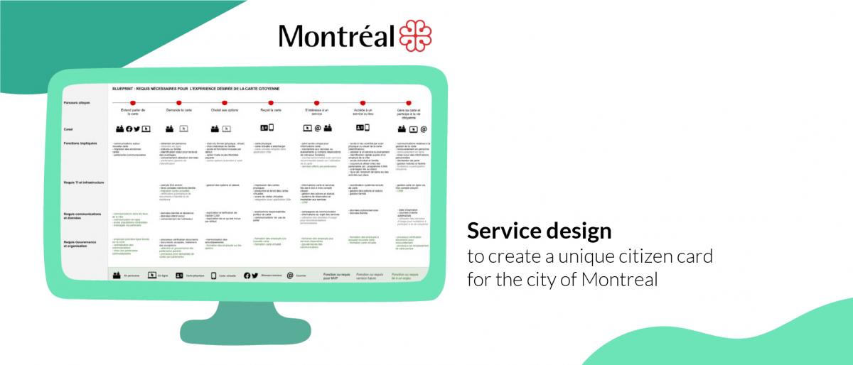 Slide 5 - Production for the city of Montreal, overview of a computer screen illustrating a service design