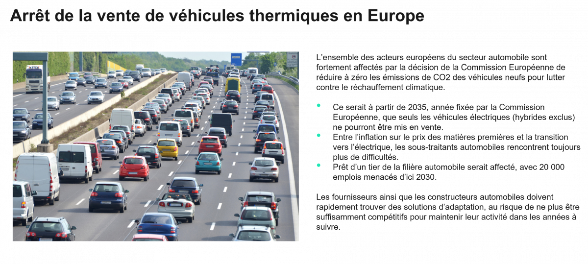 Arrêt de la vente de véhicules thermiques en Europe