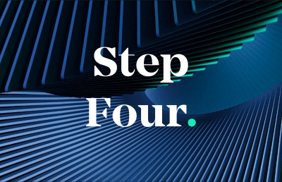 An abstract background which says "step four"