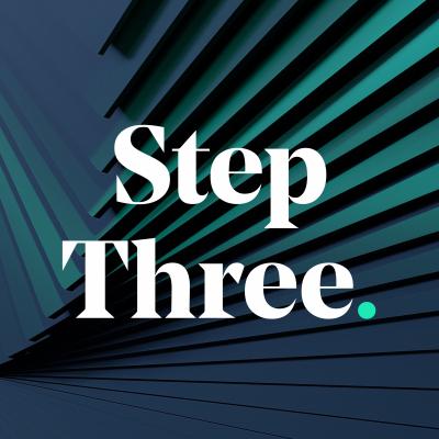 An abstract background which says "step three" over it. 