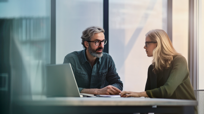 man and woman in  a meeting