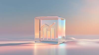 glass cube with graph in it