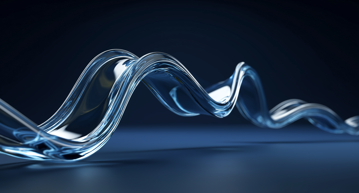 glass wave on navy blue background