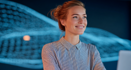 White woman working at the office