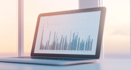 Laptop with graphs on screen