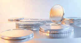 Coins over a golden/silver background