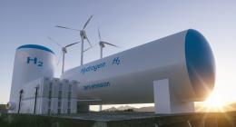 Hydrogen tanker with wind turbines