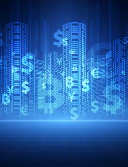 Screen displaying several moneys and buildings