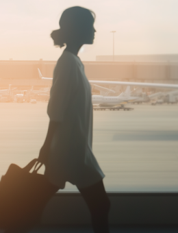 Airport with a passanger and a plane