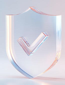 Glass-like shield with a tick inside