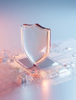 Glass-Shield over blueish-pinkish background