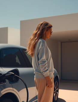 Femme debout devant une voiture